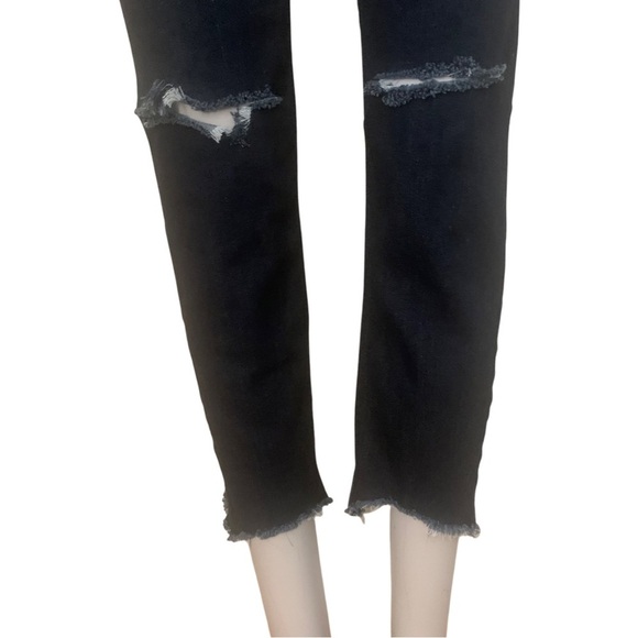 FREE PEOPLE Cigarette Skinny Crop Jeans Dark Wash Raw Hem Low/Mid-Rise Sz 29 - Picture 14 of 15